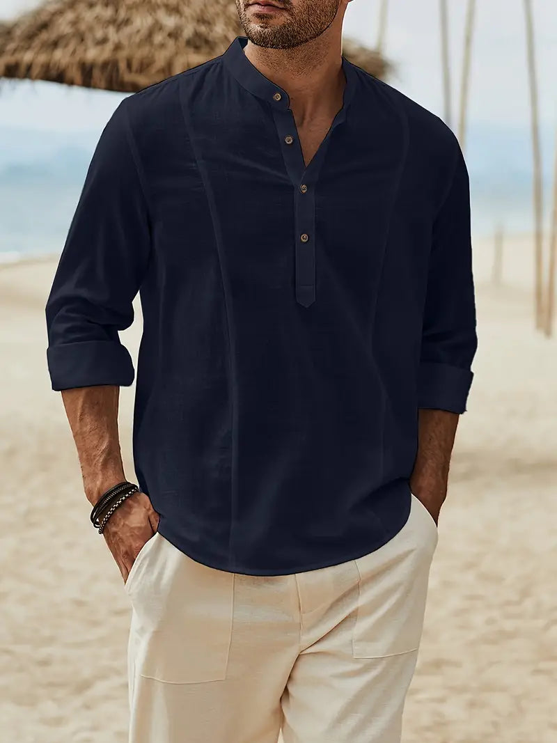 Henley™Mens linen Shirt