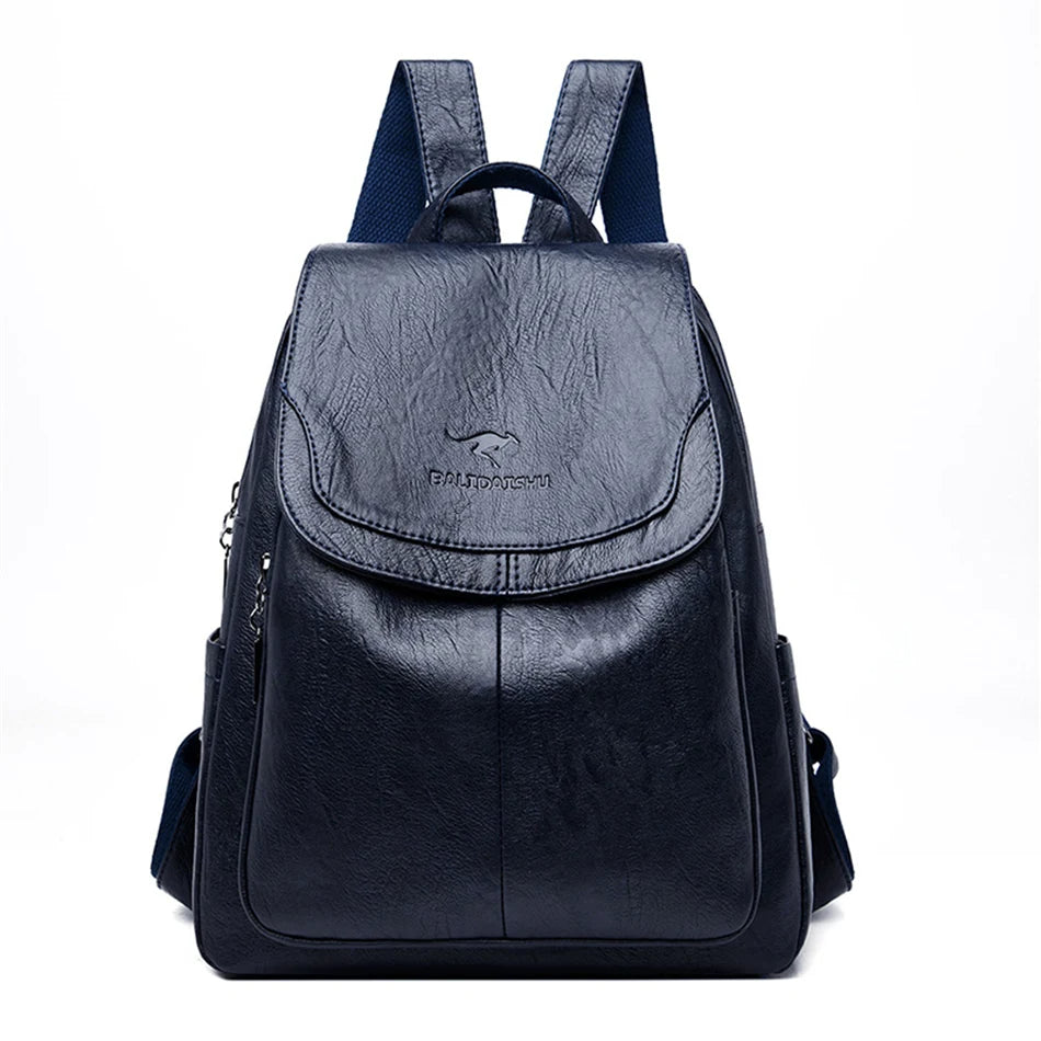 Greta - Leather anti-theft backpack