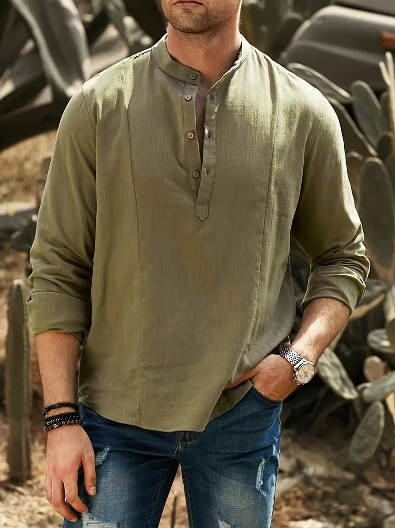 Henley™Mens linen Shirt