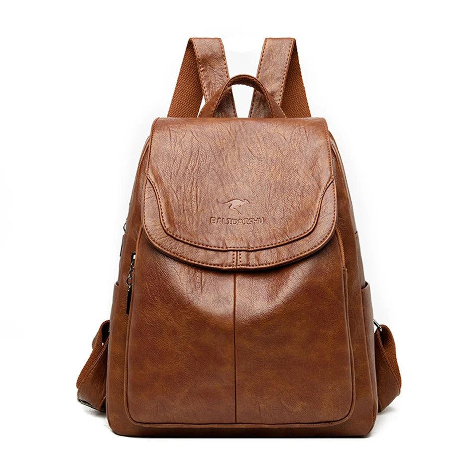 Greta - Leather anti-theft backpack