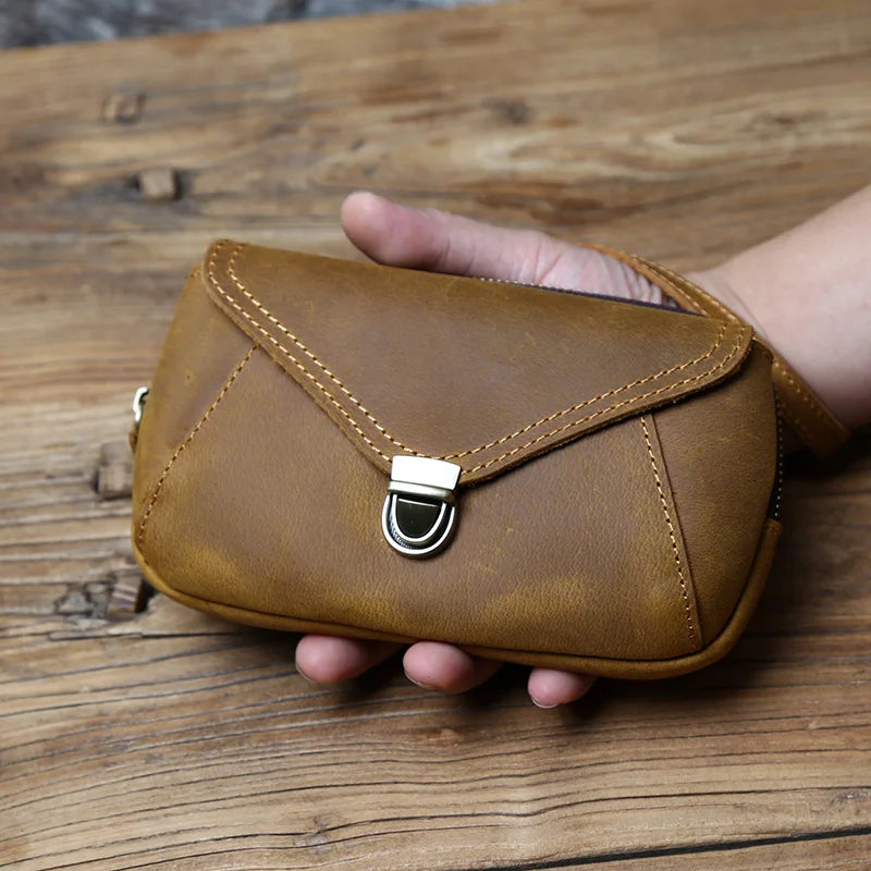 Men's Retro Leather Mobile Phone Bag