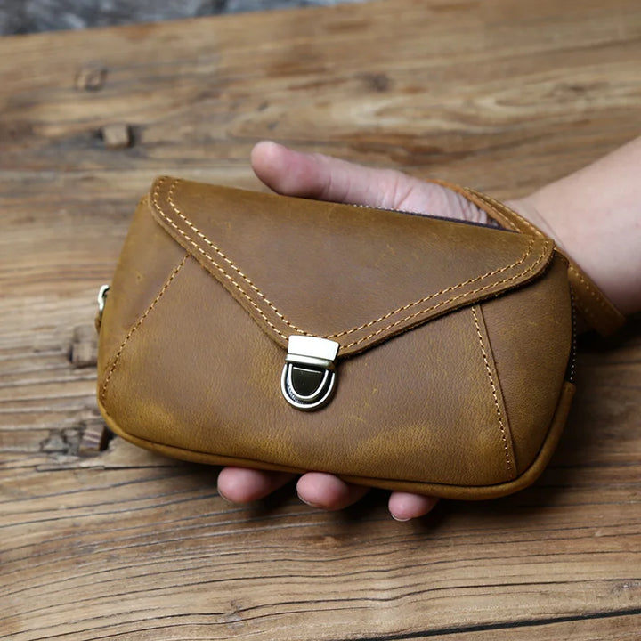 Men's Retro Leather Mobile Phone Bag