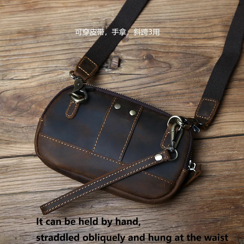 Men's Retro Leather Mobile Phone Bag