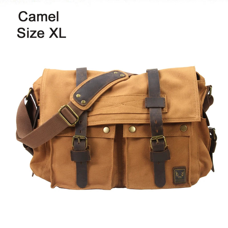 Vintage men  Messenger Bag Cotton Canvas