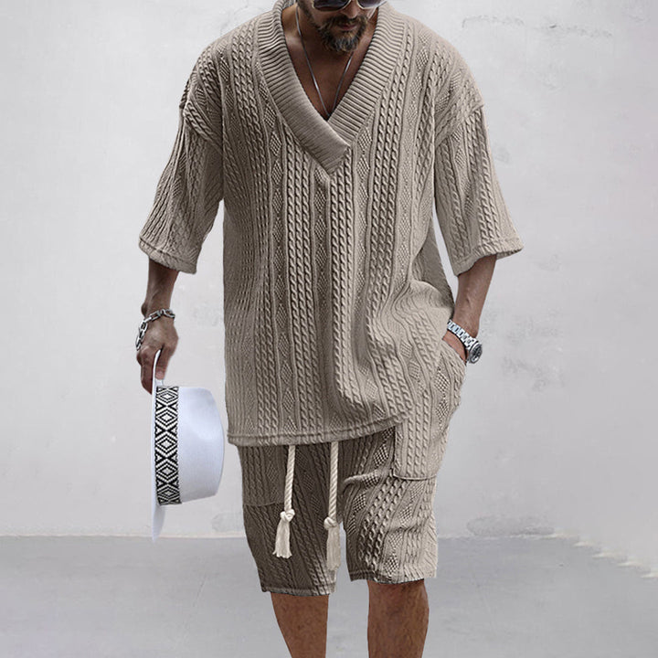 Eamon™ Knitted Shirt and Shorts Set