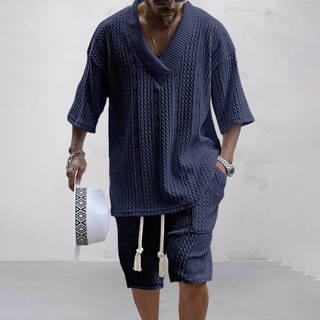 Eamon™ Knitted Shirt and Shorts Set