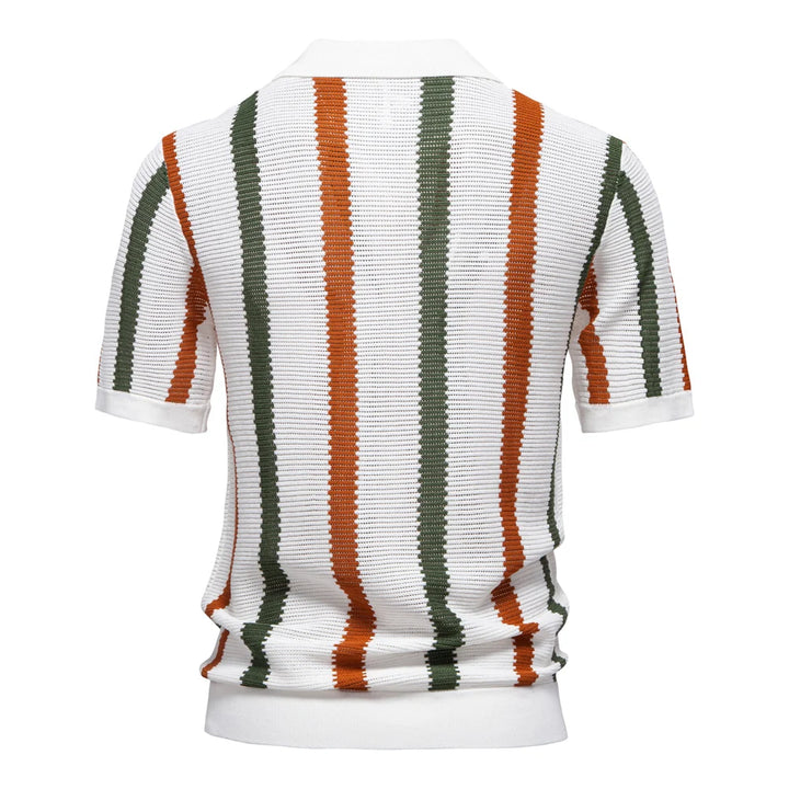 Ribbed Knit Polo Shirt