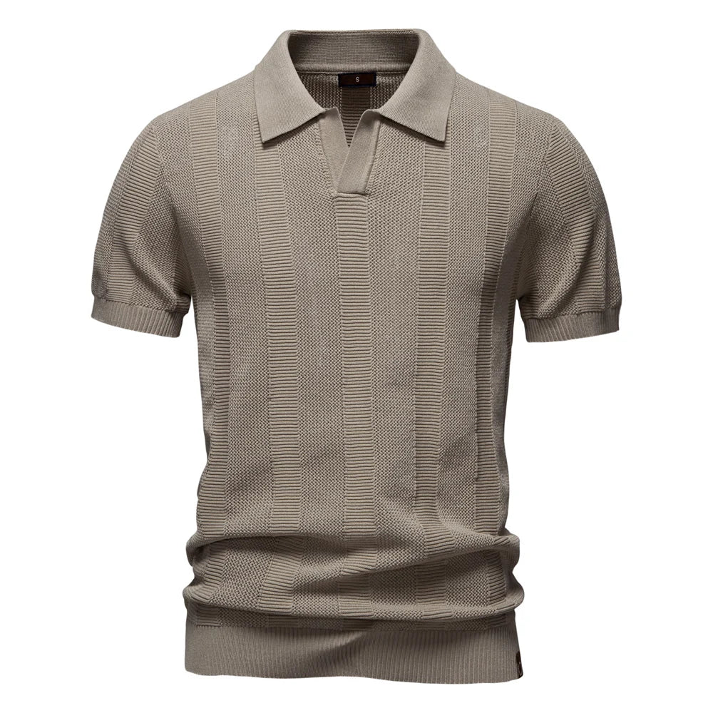 Striped Mesh Polo Shirt