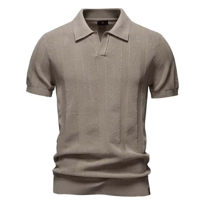 Striped Mesh Polo Shirt