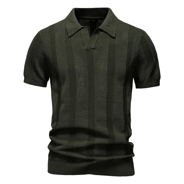 Striped Mesh Polo Shirt