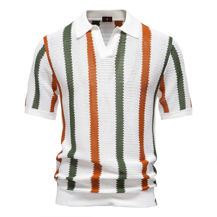 Ribbed Knit Polo Shirt