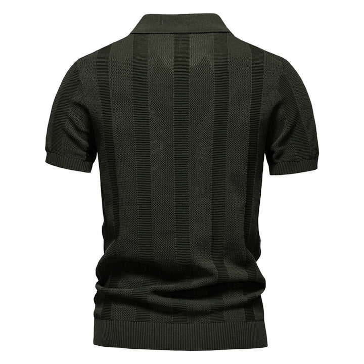 Striped Mesh Polo Shirt