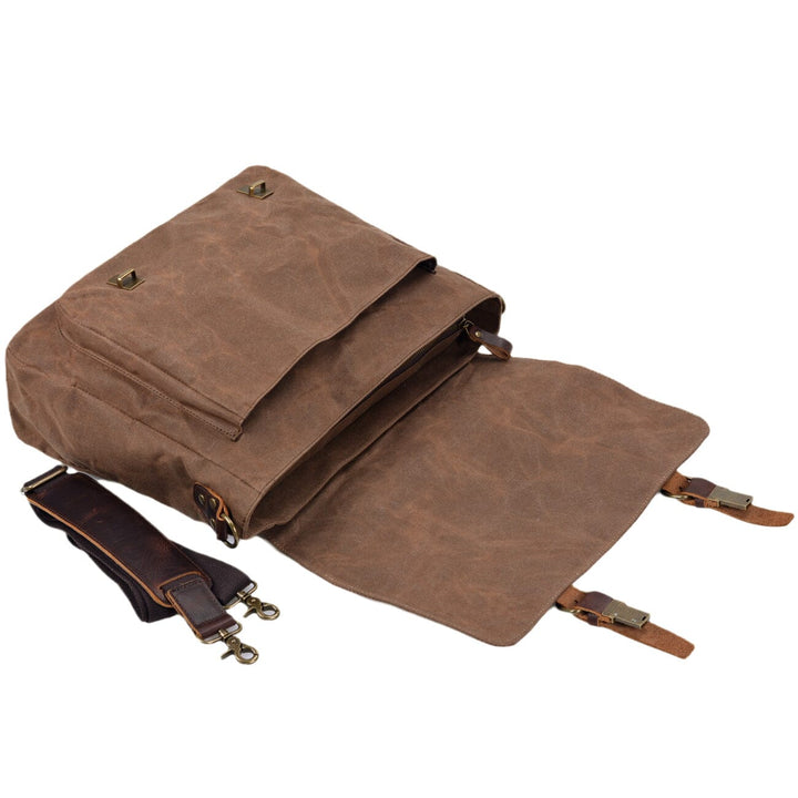 Canvas and Leather Messenger Bag | BRUGES